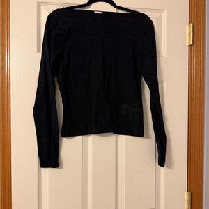 Abercrombie black lace slash top size medium